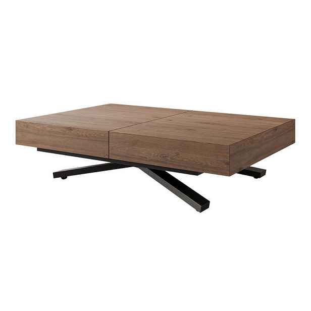 Idohome KONFERENČNÍ STOLEK SANELLE X rozkládací se zvedací deskou, 120/80/76 cm, černý / dub Truffle
