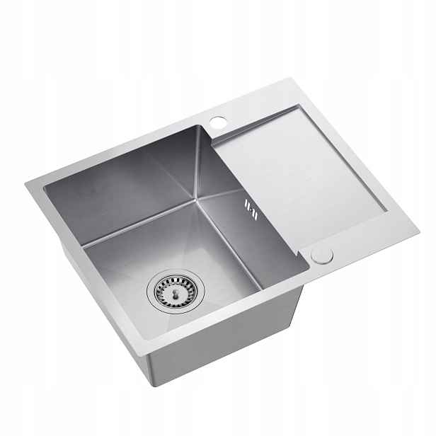 Quadron Luke 116 Dřez stříbrné ocelové SteelQ Pvd 1 komora 60x48 cm se sifonem