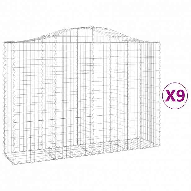 vidaXL Klenuté gabionové koše 9 ks 200x50x140/160cm pozinkované železo