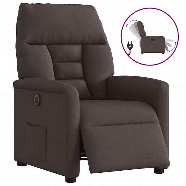 vidaXL Elektrické polohovací křeslo tmavě hnědé textil