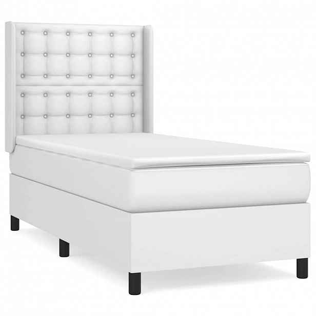 vidaXL Box spring postel s matrací bílá 90x190 cm umělá kůže