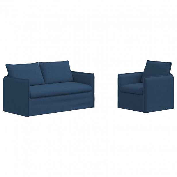 vidaXL Set pohovek 2 ks Modrá Textil
