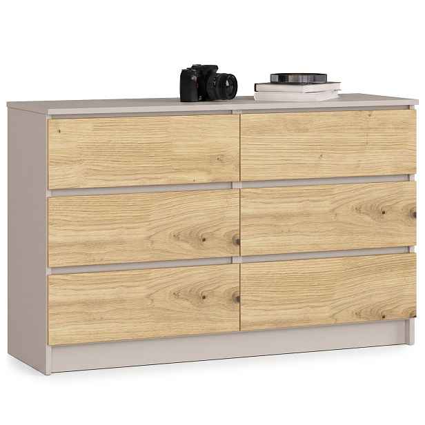 Ak furniture Komoda CLP 6SZ 120 cm kašmír/dub Artisan