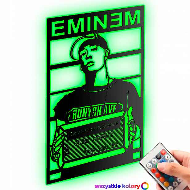 Eminem Dřevěný 3D obraz Nástěnná Dekorace Dárek Noční Lampa Led
