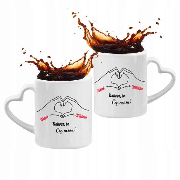 Hrníčky Pro Páry Valentýn S Jménem Personalizované Ve Tvaru Srdce 330ml