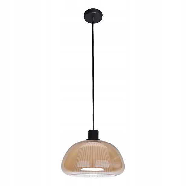 Italux Závěsná lampa Apiro Skleněná Černá/jantarová E27 7W