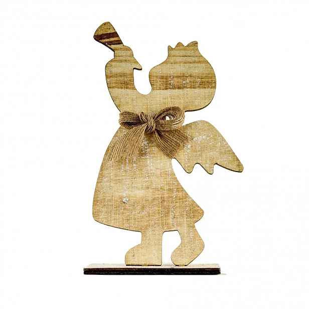 Vánoční dřevěný anděl dekorace, 10 × 20 cm