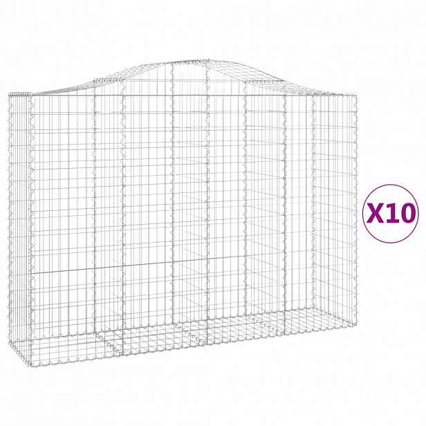 vidaXL Klenuté gabionové koše 10ks 200x50x140/160cm pozinkované železo