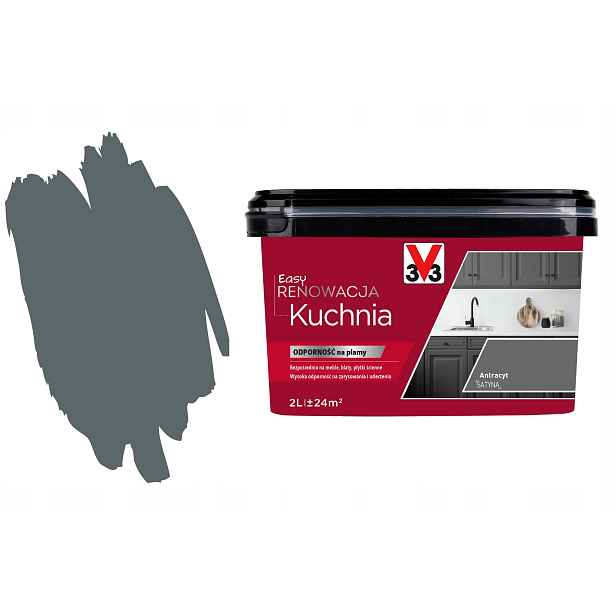 3V3 Easy Renovace Pvc Kafli Kuchyně Rychlá Obnova Boazerie Antracit 2000ML
