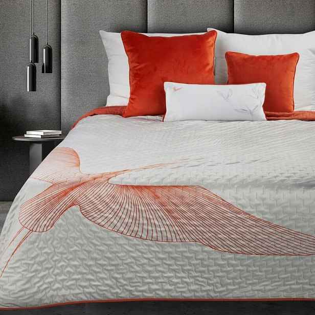 Přehoz 220x240 Lea Premium přírodní oranžový, sametový jeřáb