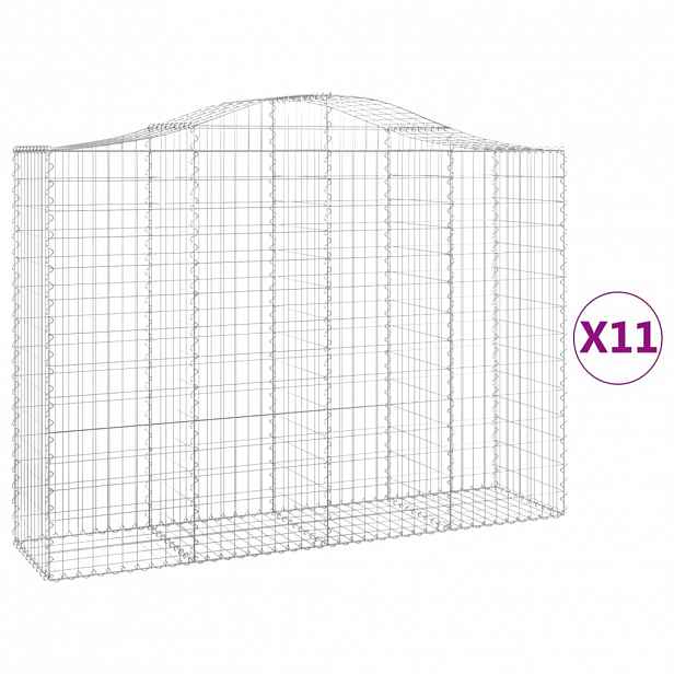 vidaXL Klenuté gabionové koše 11ks 200x50x140/160cm pozinkované železo