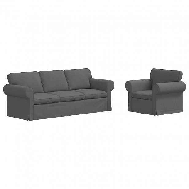 vidaXL Set pohovek 2 ks Tmavě šedá textil