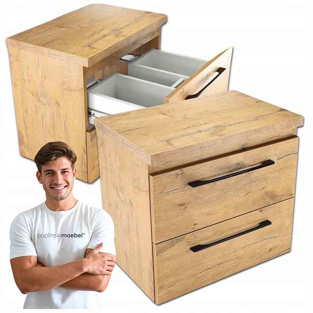 Koupelnová skříňka pod umyvadlo 60 cm závěsná s deskou Dub Loft Komoda