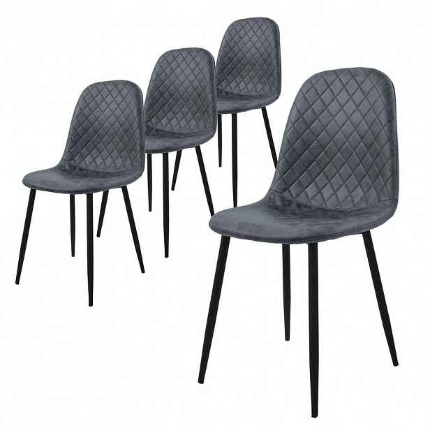 ML-DESIGN JÍDELNÍ ŽIDLE, sada 4 ks, antracitová umělá kůže