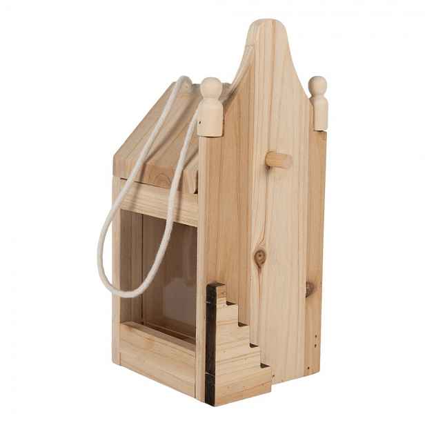 Přírodní dřevěné závěsné krmítko pro ptáčky - 10*11*23 cm Clayre & Eef