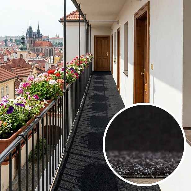 Umělá tráva Wembley jedinečná černá, vyříznout kruh, šíře 2m,4m, černá, nopy, chodba / předsíň, Betap