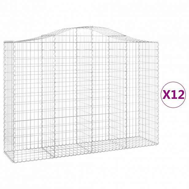 vidaXL Klenuté gabionové koše 12ks 200x50x140/160cm pozinkované železo