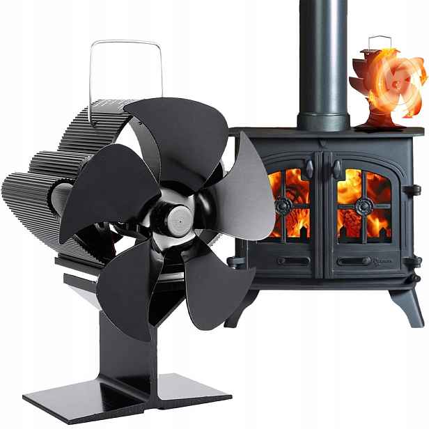 Teplovzdušný Krbový Ventilátor, Termoelektrický Ventilátor, Tichý, Černý