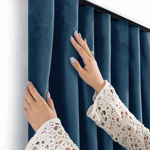 Filumi Závěs samet Velur Páska wave Indygo 265x175