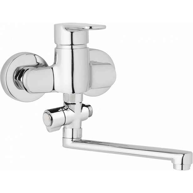 JB Sanitary Nástěnná umyvadlová a sprchová baterie MIRAM, rozteč 100 mm, otočný přepínač, bez příslušenství, ramínko 200 mm M10 32 00