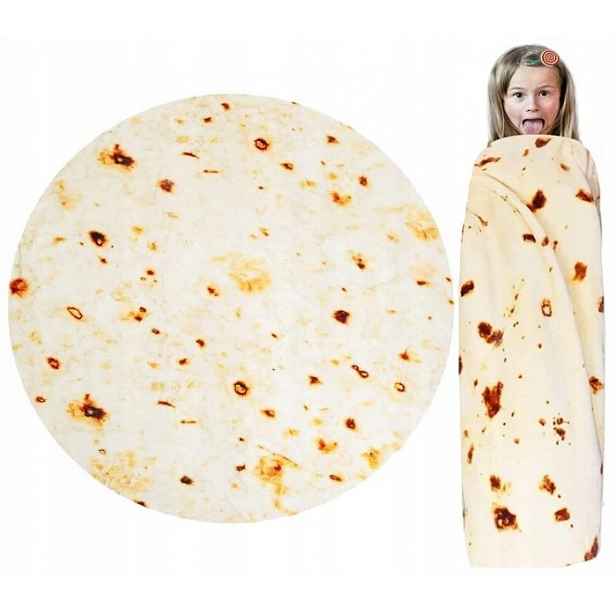 Velká Tortilla Deka Burrito Přehoz 120 x 120 cm Kulatý, Teplá A Útulná