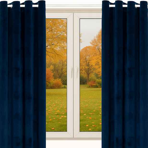 Velurové Záclony Na Průchodkách 140x240 Tmavě Modré 2 Ks Silný Velur