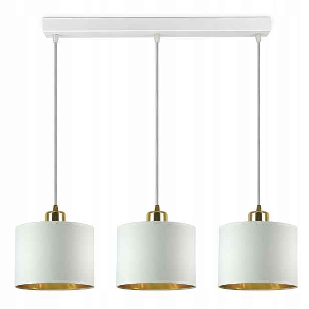 Závěsná lampa Lustr Stínidla Bílá Zlatá Led