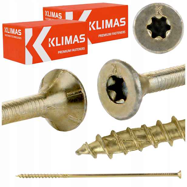 Vruty do dřeva Torx 8x280 mm 100 ks tesařské kuželové Klimas Wkcs