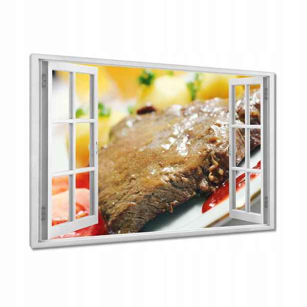 Obrazy 120x80 Steak se zeleninou