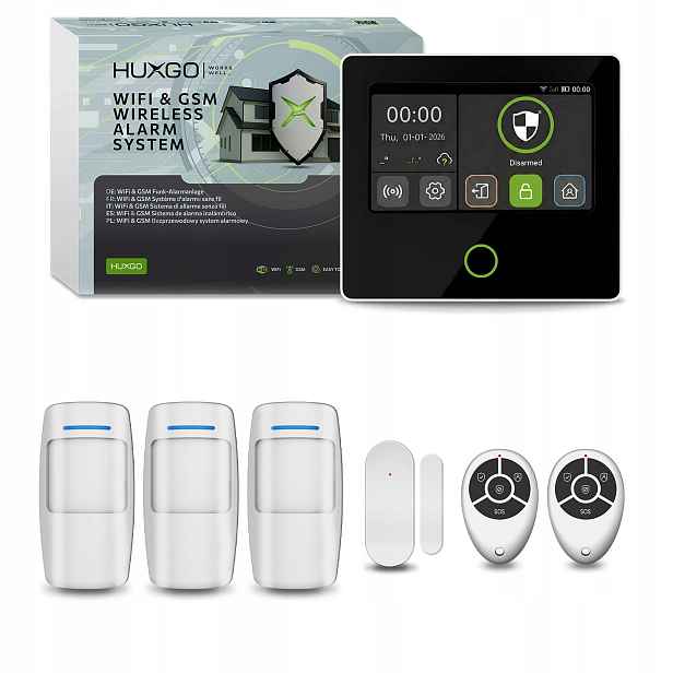 Bezdrátový WiFi Gsm 4G alarm s aplikací Tuya, Huxgo HXA502 4G B