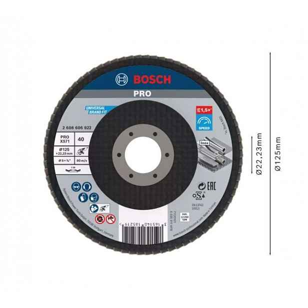 Bosch - Lamelový brusný kotouč na ocel, P40, průměr 125 mm 2608606922