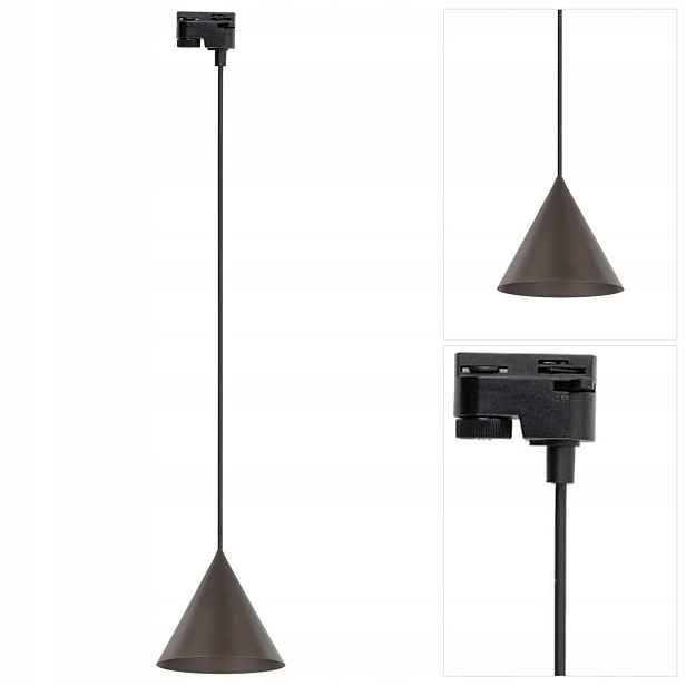 Černá kolejnice Tracer Cono má výrazný tvar v obývacím pokoji Tk Lighting