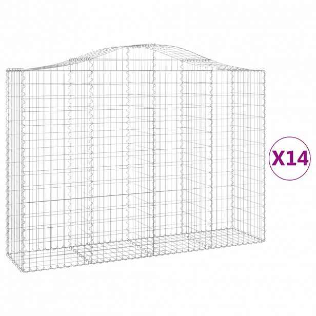 vidaXL Klenuté gabionové koše 14ks 200x50x140/160cm pozinkované železo