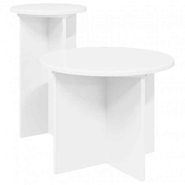 vidaXL Sada odkládacích stolků 2 ks Bílá Ø 45 x 35 cm Kompozitní dřevo