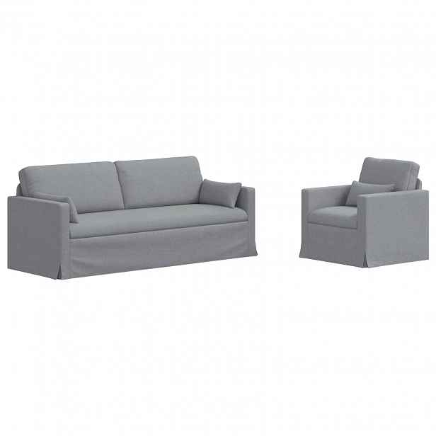 vidaXL Set pohovek 2 ks Světle šedá textil
