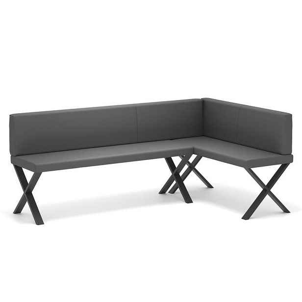 Idohome ROHOVÁ LAVICE VERO X pravá ekokůže hladká, 142/196 cm, tmavě šedá