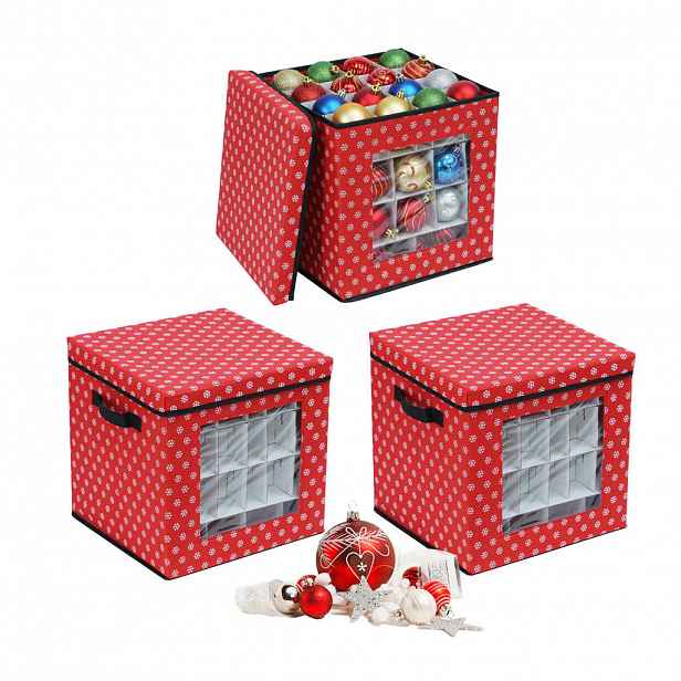 Relaxdays KONTEJNER vícebarevný 3-dílný-set na vánoční koule 33x33x33 cm