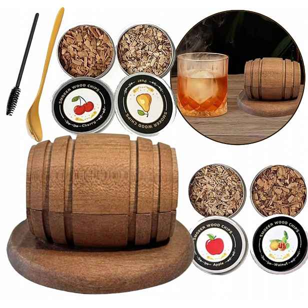 Sada na uzení whisky/koktejlů, 4 příchutě, jedinečné aroma během několika sekund