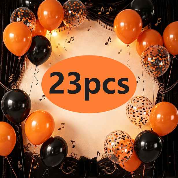 TEMU 23ks oranžových a černých halloweenských balónků, 12/10palcové oranžové a černé latexové balónky, pro halloweenskou párty, zpět do školy,