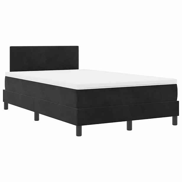 vidaXL LED box pružinová postel s čelo Černá 120 x 190 cm samet