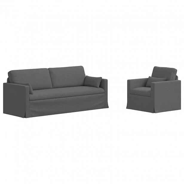 vidaXL Set pohovek 2 ks Tmavě šedá textil