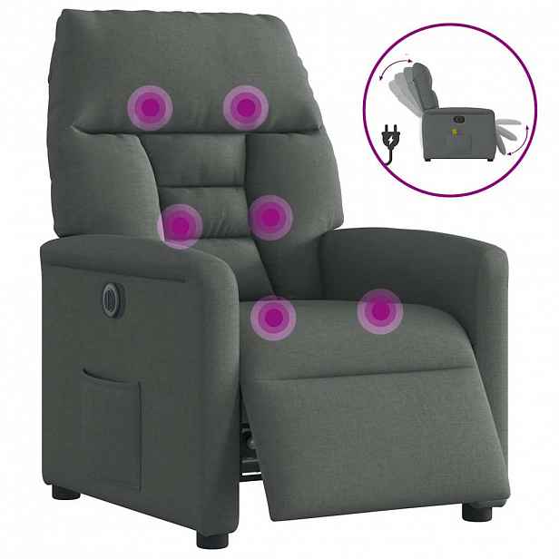 vidaXL Elektrické masážní polohovací křeslo tmavě šedé textil