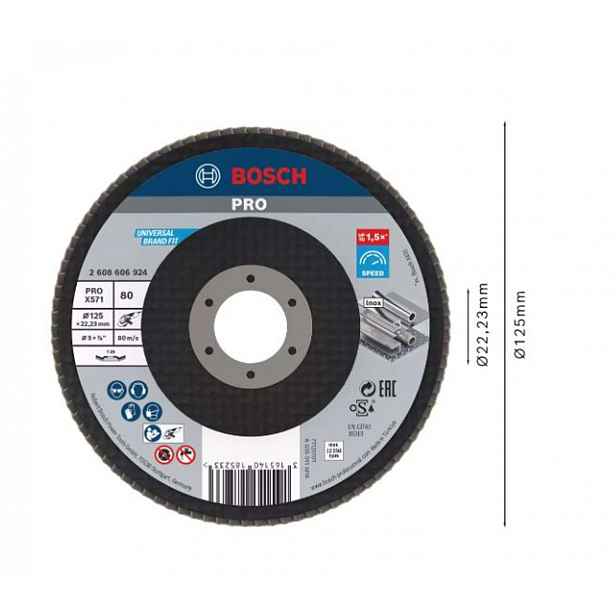 Bosch - Lamelový brusný kotouč na ocel, P80, průměr 125 mm 2608606924