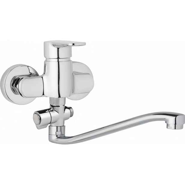 JB Sanitary Nástěnná umyvadlová a sprchová baterie MIRAM, rozteč 100 mm, otočný přepínač, bez příslušenství, S ramínko 300 mm M10 32 40
