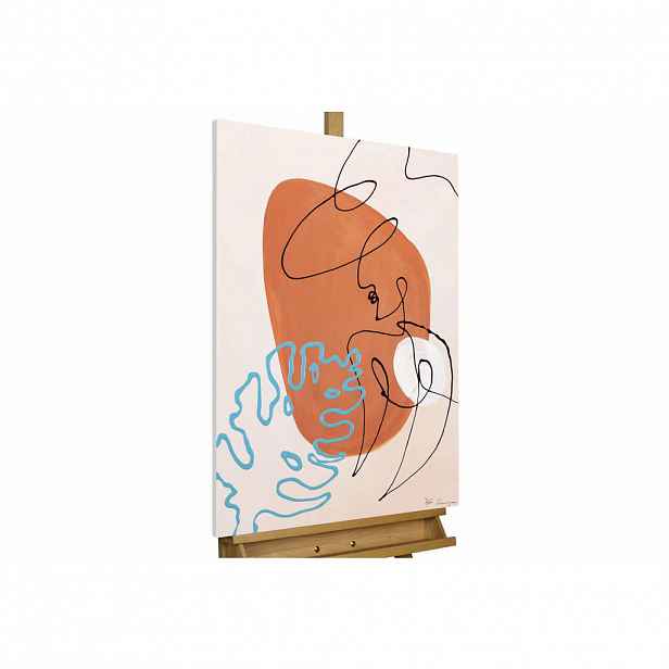 KUNSTLOFT RUČNĚ MALOVANÝ AKRYLOVÝ OBRAZ BÉŽOVÝ/RŮŽOVÝ, 60/90 CM