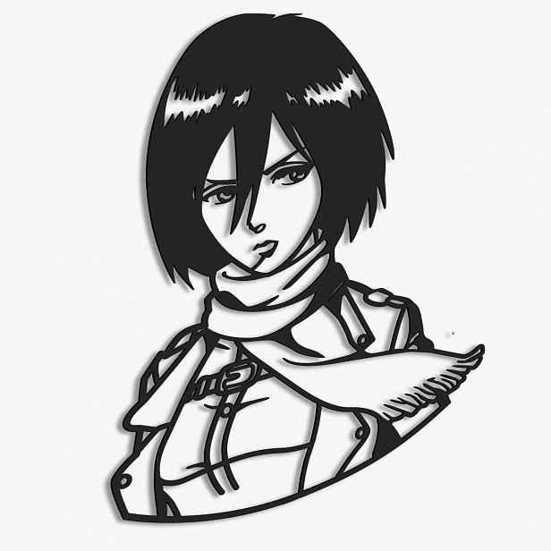 Mikasa Ackermann Dřevěný 3D obraz Anime Attack On Titan