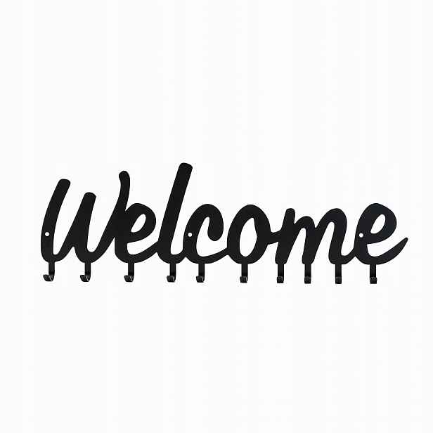 Nástěnný věšák Welcome černý