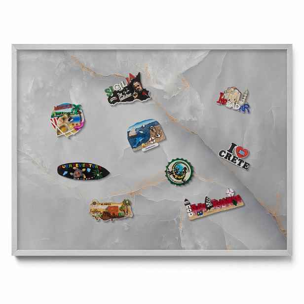 TULUP MAGNETICKÁ TABULE 80x60 cm stříbrný rám – Elegantní světlý kámen
