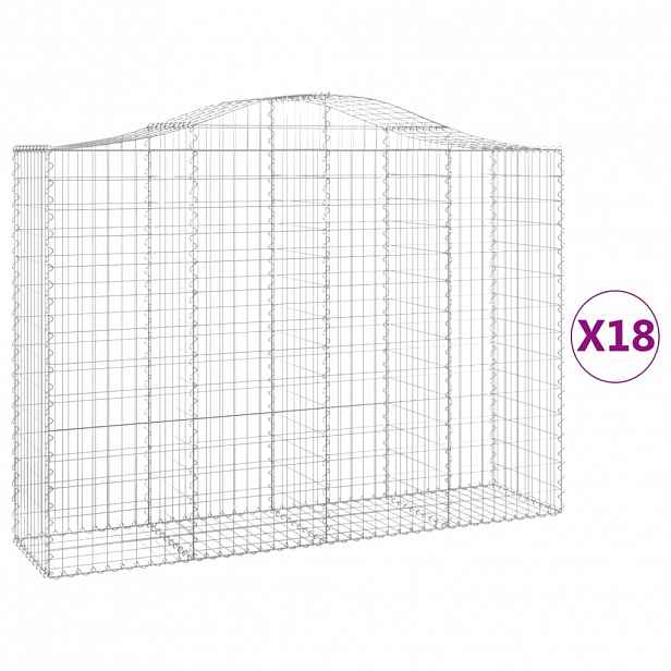 vidaXL Klenuté gabionové koše 18ks 200x50x140/160cm pozinkované železo