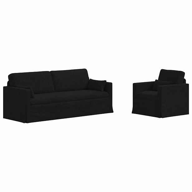vidaXL Set pohovek 2 ks Černá textil